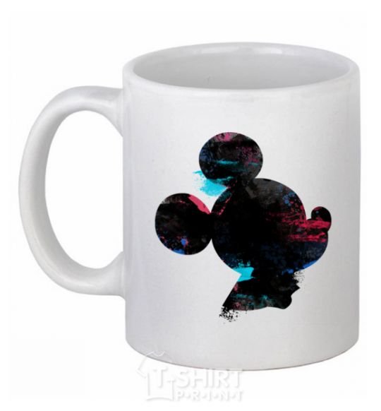 Ceramic mug Mickey Mouse silhouette paint White фото