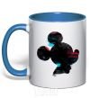 Mug with a colored handle Mickey Mouse silhouette paint royal-blue фото