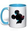 Mug with a colored handle Mickey Mouse silhouette paint sky-blue фото