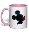 Mug with a colored handle Mickey Mouse silhouette paint light-pink фото