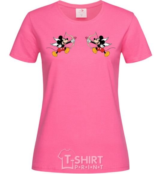 Женская футболка Микки маус купидон Ярко-розовый фото