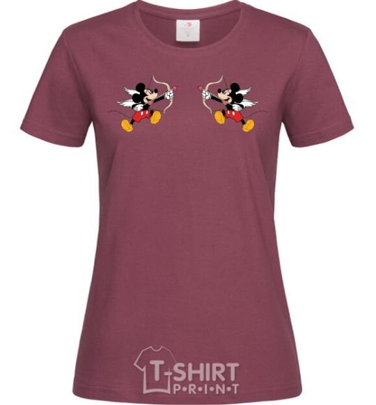 Women's T-shirt Mickey Mouse cupid burgundy фото