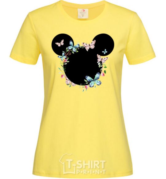 Женская футболка Микки уши в цветах Лимонный фото