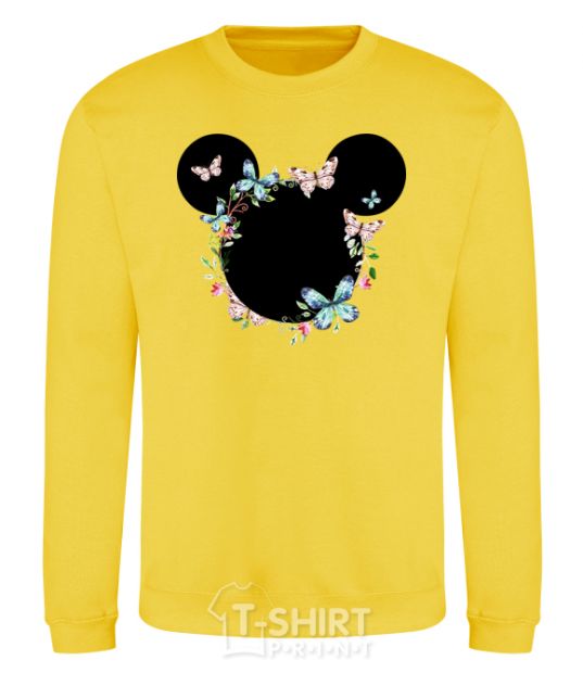Sweatshirt Mickey ears in flowers yellow фото