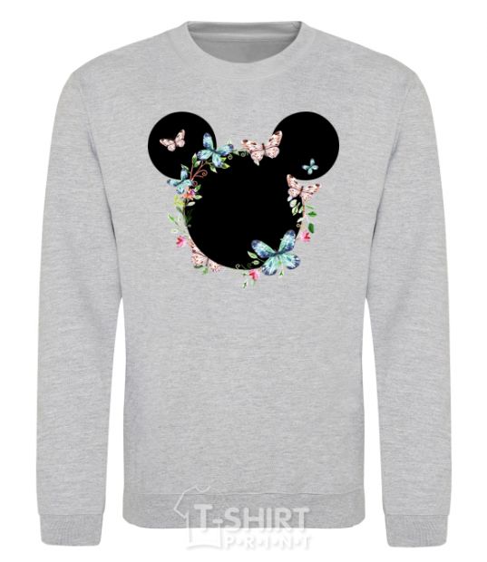 Sweatshirt Mickey ears in flowers sport-grey фото
