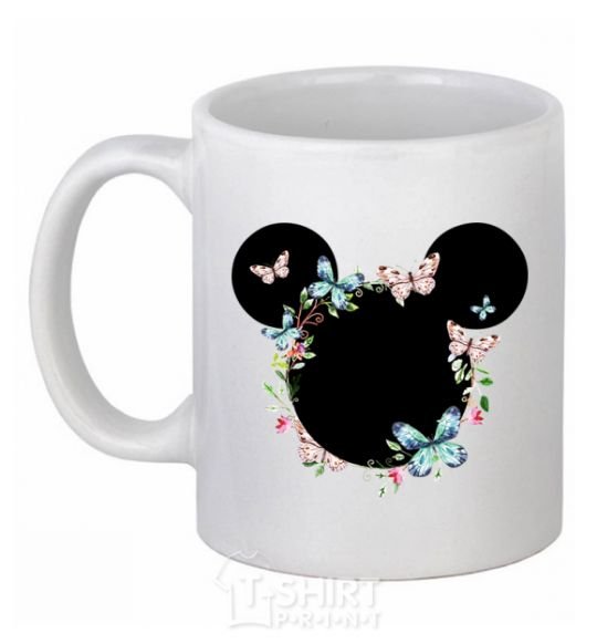 Ceramic mug Mickey ears in flowers White фото