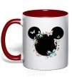 Mug with a colored handle Mickey ears in flowers red фото