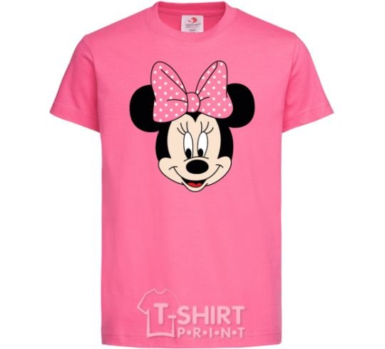 Детская футболка Минни маус с бантом Ярко-розовый фото