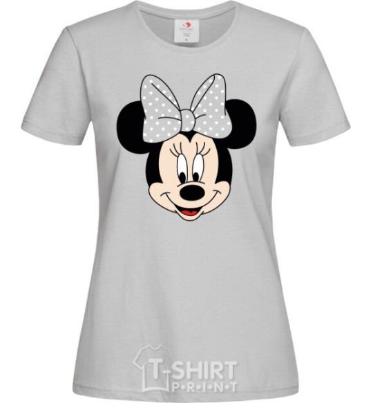 Women's T-shirt Minnie Mouse with a bow grey фото