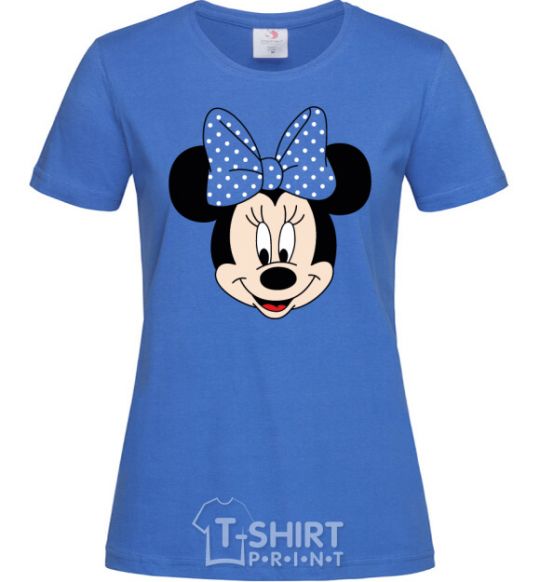 Women's T-shirt Minnie Mouse with a bow royal-blue фото