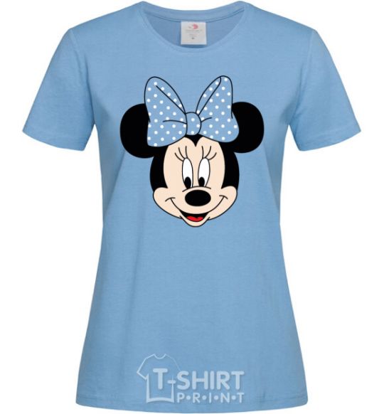 Women's T-shirt Minnie Mouse with a bow sky-blue фото