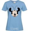 Women's T-shirt Minnie Mouse with a bow sky-blue фото