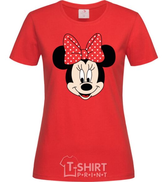Women's T-shirt Minnie Mouse with a bow red фото