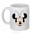 Ceramic mug Minnie Mouse with a bow White фото