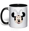 Mug with a colored handle Minnie Mouse with a bow black фото