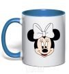 Mug with a colored handle Minnie Mouse with a bow royal-blue фото