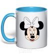 Mug with a colored handle Minnie Mouse with a bow sky-blue фото