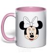 Mug with a colored handle Minnie Mouse with a bow light-pink фото
