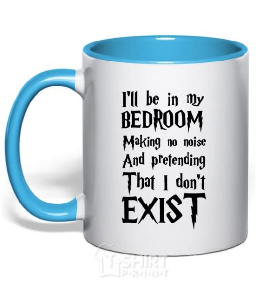 Mug with a colored handle Dont exist sky-blue фото