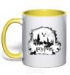 Mug with a colored handle Harry Potter Hogwarts yellow фото