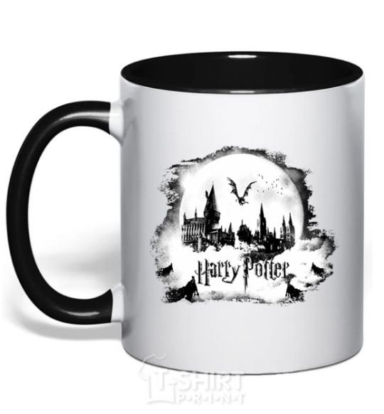 Mug with a colored handle Harry Potter Hogwarts black фото