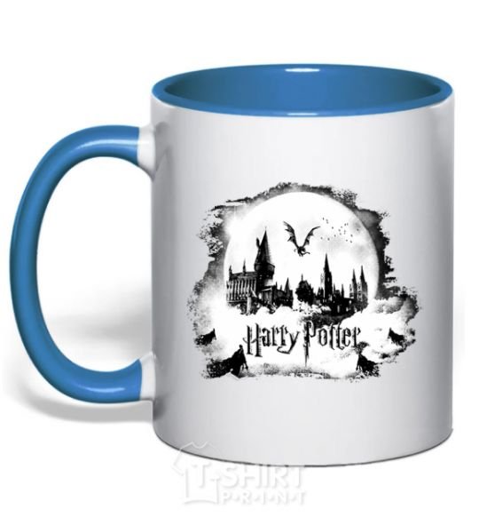 Mug with a colored handle Harry Potter Hogwarts royal-blue фото