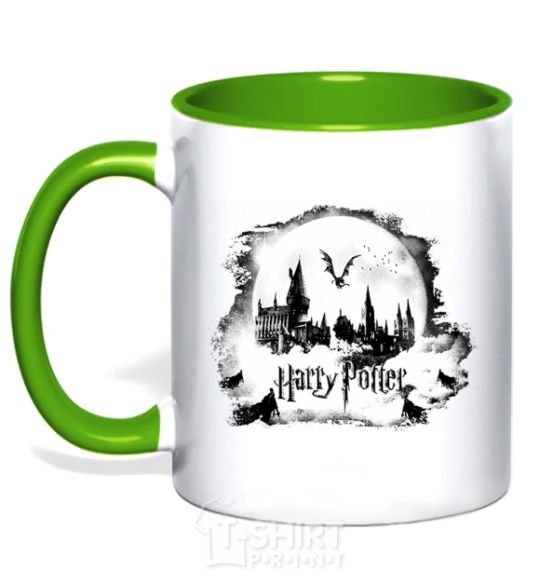 Mug with a colored handle Harry Potter Hogwarts kelly-green фото