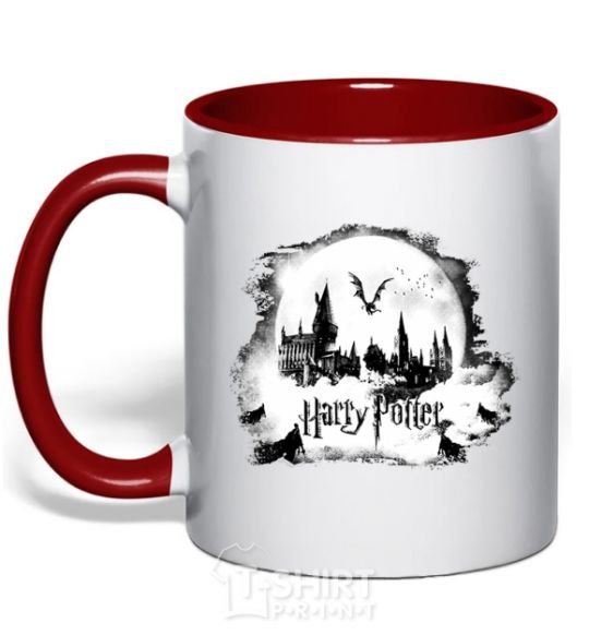 Mug with a colored handle Harry Potter Hogwarts red фото