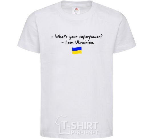 Kids T-shirt Superpower Ukrainian White фото