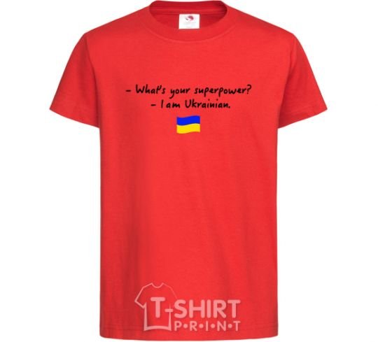 Kids T-shirt Superpower Ukrainian red фото