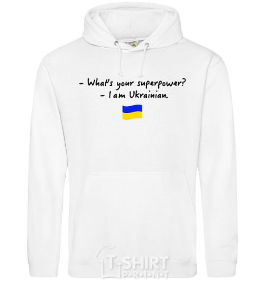 Men`s hoodie Superpower Ukrainian White фото