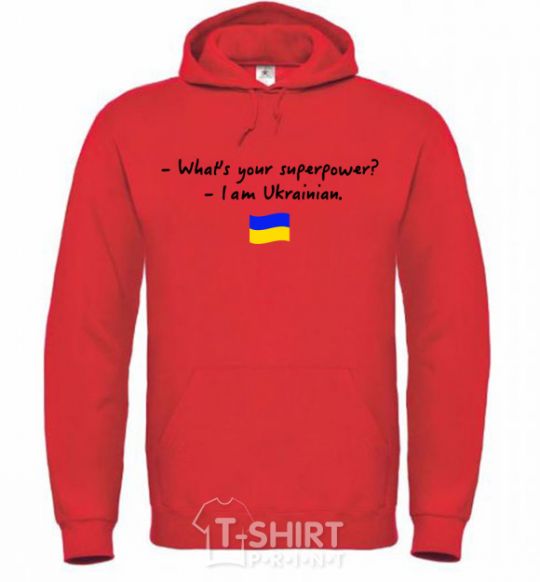 Men`s hoodie Superpower Ukrainian bright-red фото