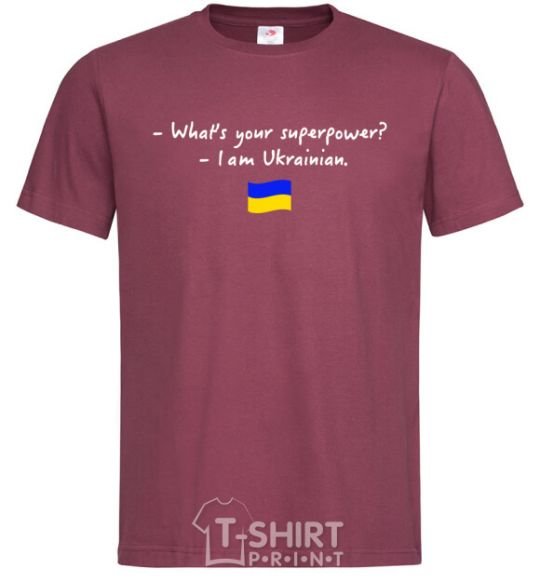 Men's T-Shirt Superpower Ukrainian burgundy фото