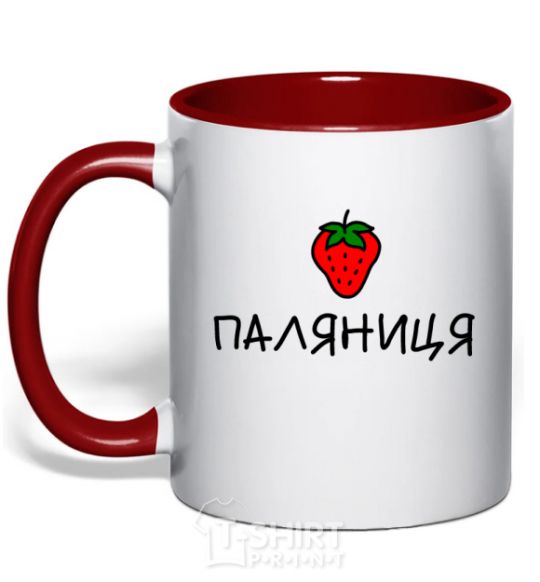 Mug with a colored handle Plyanitsa red фото