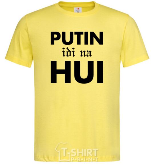 Men's T-Shirt Putin idi na hui cornsilk фото