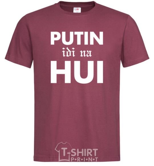 Men's T-Shirt Putin idi na hui burgundy фото