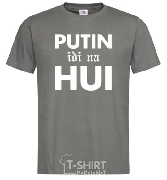 Men's T-Shirt Putin idi na hui dark-grey фото