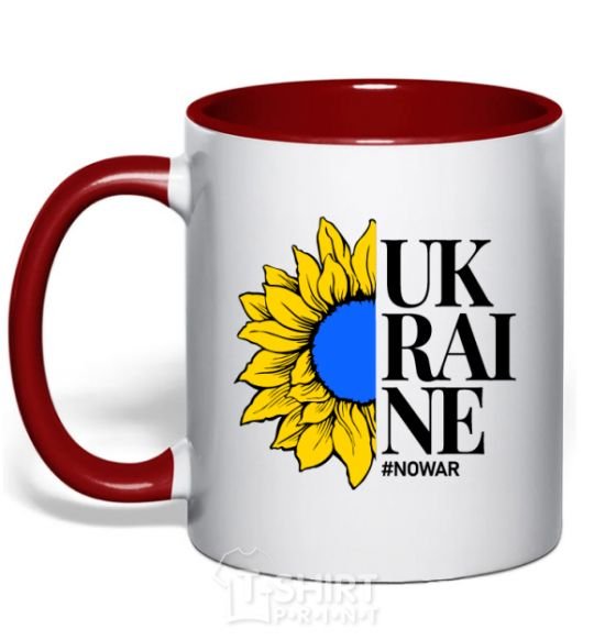 Mug with a colored handle UKRAINE no war red фото