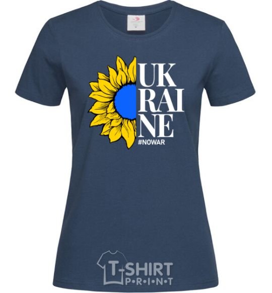 Women's T-shirt UKRAINE no war navy-blue фото