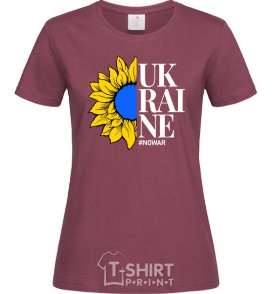 Women's T-shirt UKRAINE no war burgundy фото