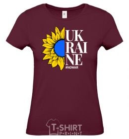 Women's T-shirt UKRAINE no war burgundy фото