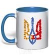 Mug with a colored handle Coat of arms in flowers royal-blue фото