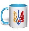 Mug with a colored handle Coat of arms in flowers sky-blue фото