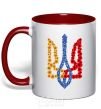 Mug with a colored handle Coat of arms in flowers red фото