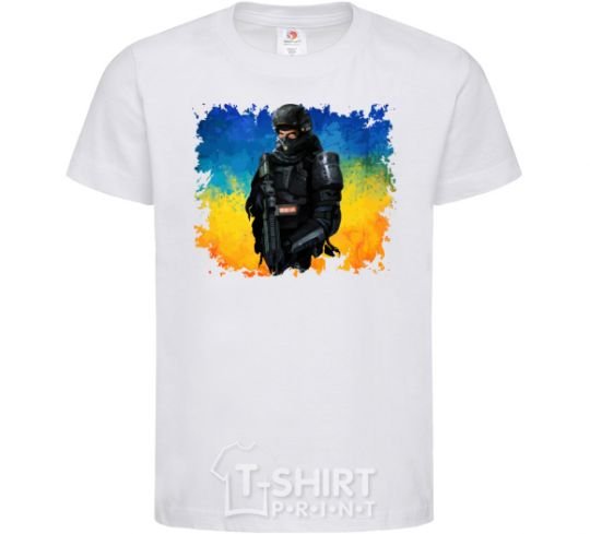 Kids T-shirt A fighter of Ukraine White фото