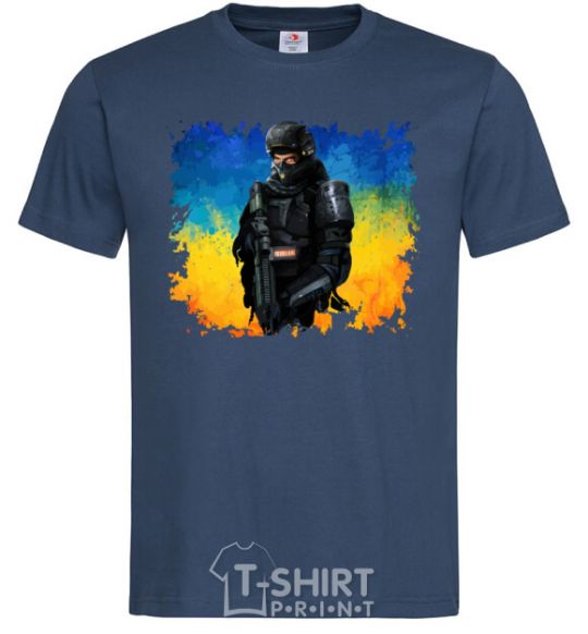 Men's T-Shirt A fighter of Ukraine navy-blue фото