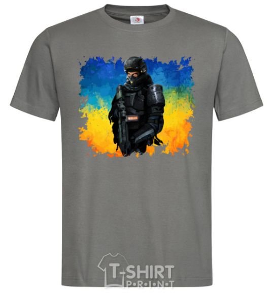 Men's T-Shirt A fighter of Ukraine dark-grey фото