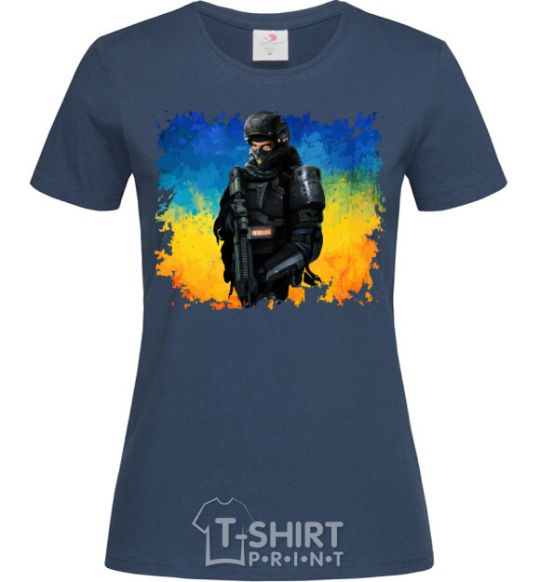 Women's T-shirt A fighter of Ukraine navy-blue фото