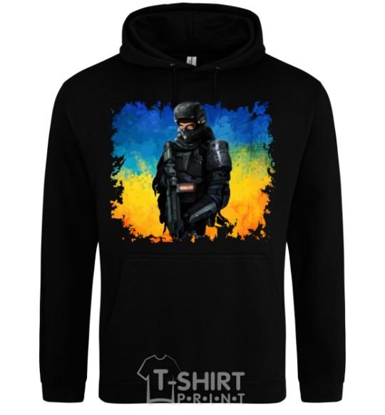 Men`s hoodie A fighter of Ukraine black фото