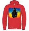 Men`s hoodie A fighter of Ukraine bright-red фото